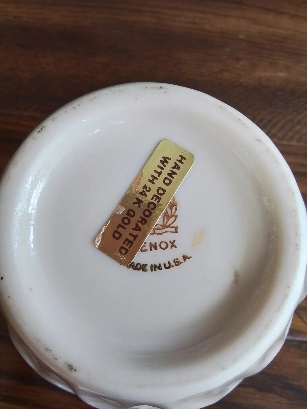 Lenox Cream Swirled Ceramic Vase with Gold Rim